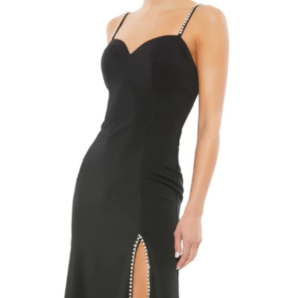 MAC DUGGAL 55706 CRYSTAL DETAIL SWEETHEART NECK TRUMPET BLACK DRESS sz 4